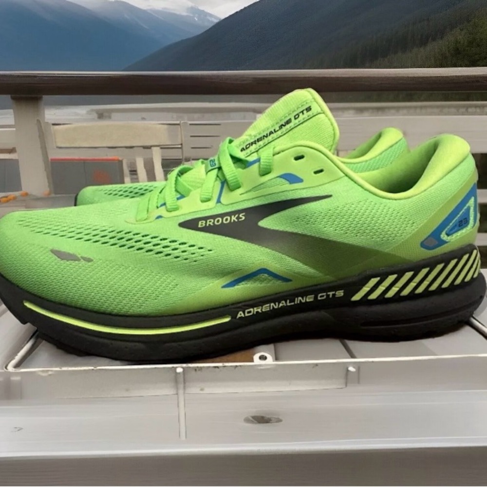 BROOKS ADRENALINE GTS 23 Men's Size 10.5  WIDE Running Shoes Green Gecko/Grey